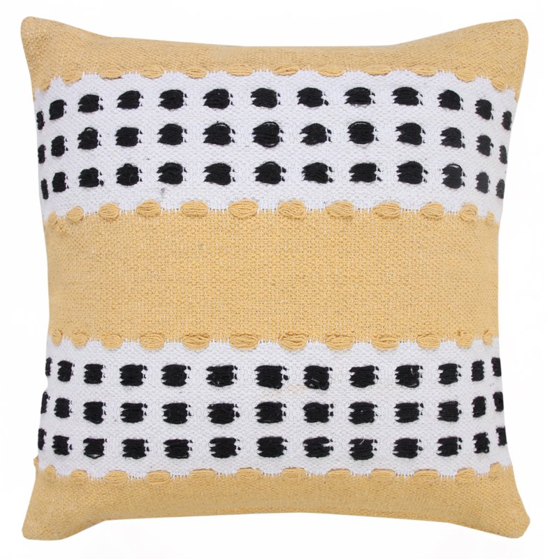 Ox Bay 20x20 Hand-Woven Organic Cotton Pillow Cover - Yellow & Black Stripe