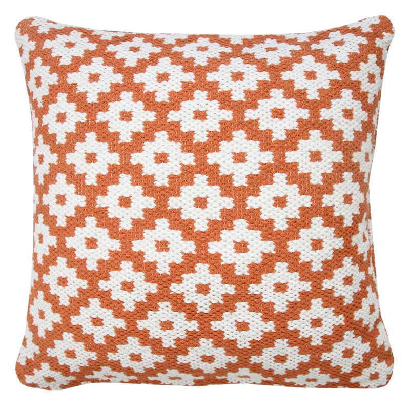 Harlow Hill 20x20 Orange & White Geometric Cotton Blend Throw Pillow Cover