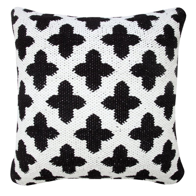 Ox Bay 20x20 Inch Black White Cotton Blend Pillow Cover - Trellis Design