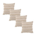Cotton Pillow Set of 4 - 20x20 Inches with Polyester Insert - Beige, LR Home Rory
