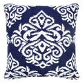 Ox Bay Damask Blue and White Throw Pillow - 20" Square, Geometric Accent Cushion - Variation of Blue