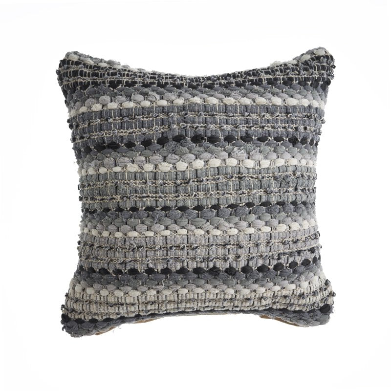 Black/Gray Striped Cotton Blend Throw Pillow - 18x18 Inch Adult Decor - Variation of THIS listing