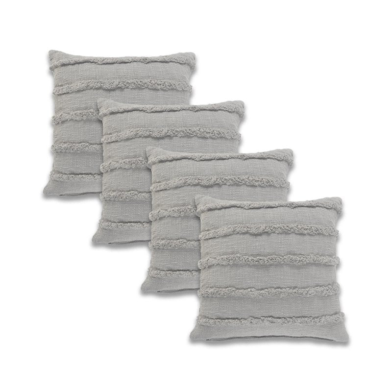 Harlow Hill Micro Chip Striped Cotton Throw Pillow Set - 20x20 Inch with Gray Polyester Insert