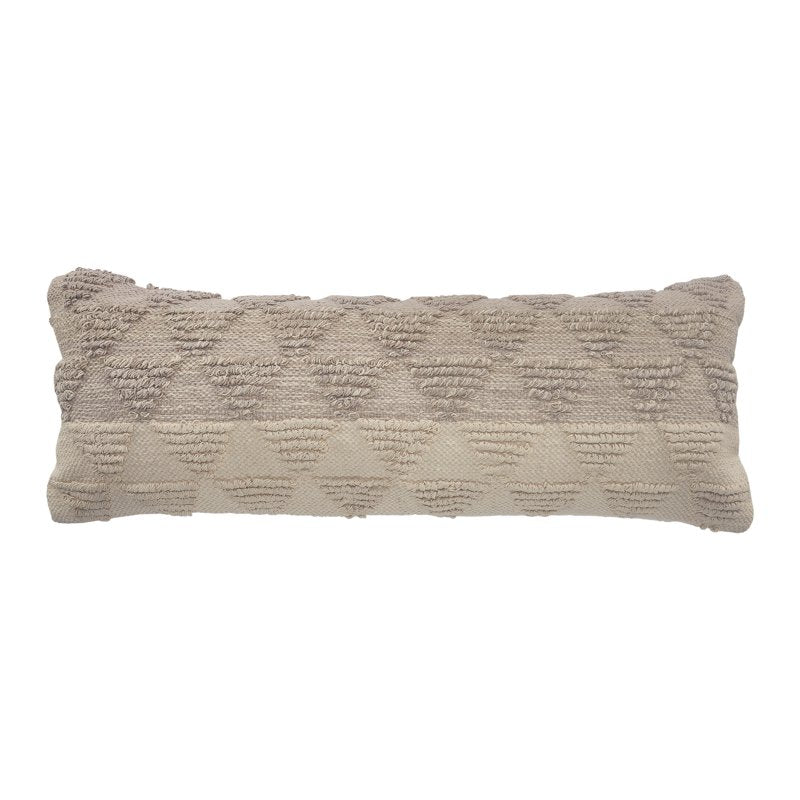Ox Bay Miles 14x36 Inch Gray Tan Geometric Cotton Throw Pillow - Handmade