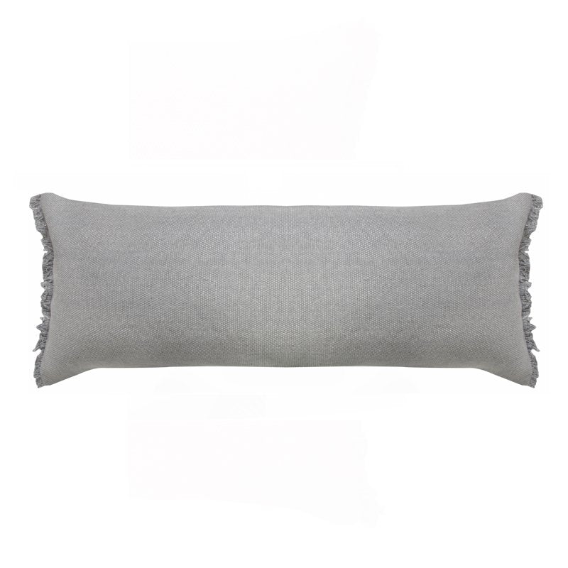 Ox Bay Nellie 14x36 Inch Gray Solid Cotton Throw Pillow with Fringe - Decorative Lumbar Accent