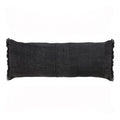 Ox Bay Nellie 14x36 Jet Black Fringed Cotton Lumbar Throw Pillow - Adult Decorative Accent