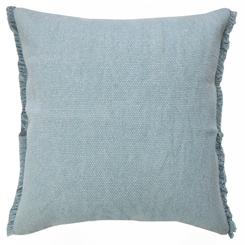 20x20 Blue Fringed Cotton Decorative Throw Pillow - Nellie Style