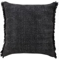 Ox Bay Nellie 20x20 Inch Jet Black Fringed Cotton Throw Pillow - Decorative Accent