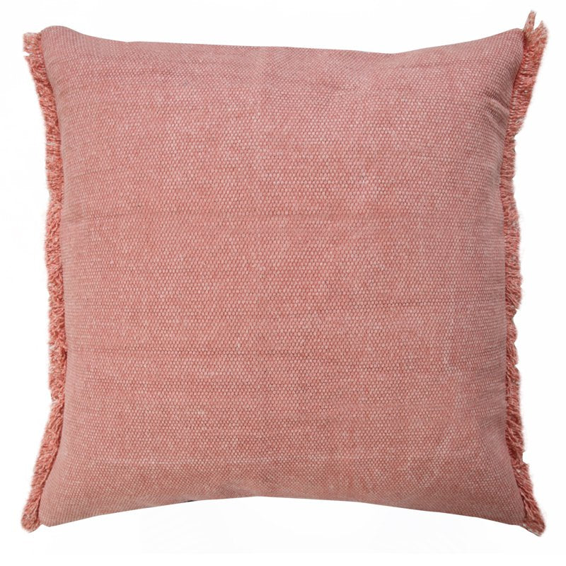 Ox Bay Nellie 20x20 Pink Fringed Cotton Throw Pillow - Decorative Accent