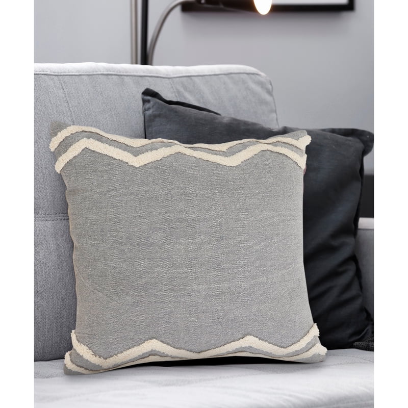Gray Geometric Cotton Throw Pillow Cover 20x20 - Modern Home Decor