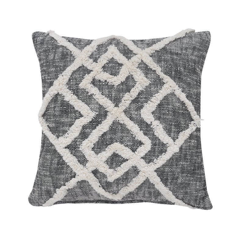 Geometric Diamond Square Throw Pillow - 20 Inch Black and Cream Accent Cushion