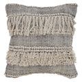20x20 Natural Black Striped Cotton Fringed Throw Pillow - Decorative Accent