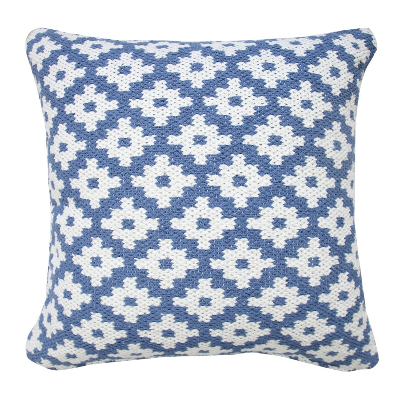 Navy Blue Woven Geometric Throw Pillow - 20-Inch Square, Home Decor Accent
