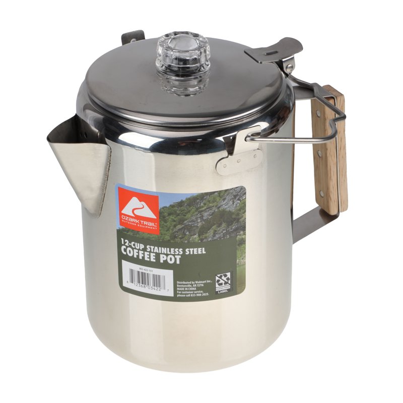 12-Cup Stainless Steel Camping Percolator Coffee Pot