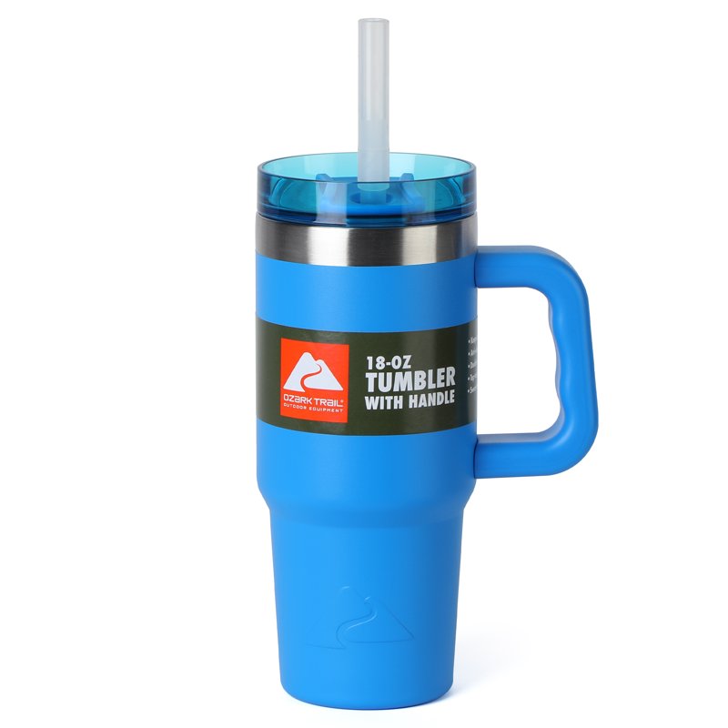 18 oz Insulated Stainless Steel Tumbler with Handle - Electric Blue