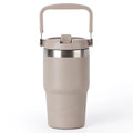 18 oz Insulated Stainless Steel Tumbler with Swivel Handle - Tan