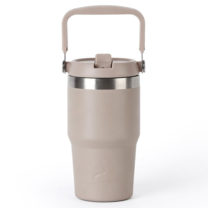 18 oz Insulated Stainless Steel Tumbler with Swivel Handle - Tan