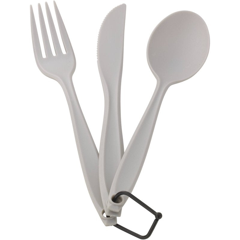 3-Piece Polystyrene Flatware Set - Spoon, Fork & Knife - Gray