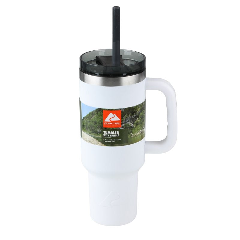 40 oz Stainless Steel Insulated Tumbler with Handle - White