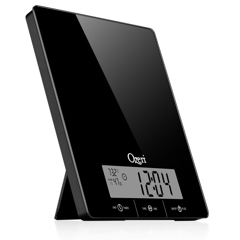 Digital Kitchen Scale with Clock & Humidity Gauge - 22 lbs