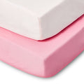 Pink Fitted Crib Sheet Set - 2-Pack 180 Thread Count Cotton for Standard Mattress