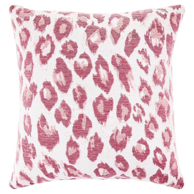 Pink Leopard Print Decorative Pillow - 18x18 Inch Square Accent Cushion - Pink