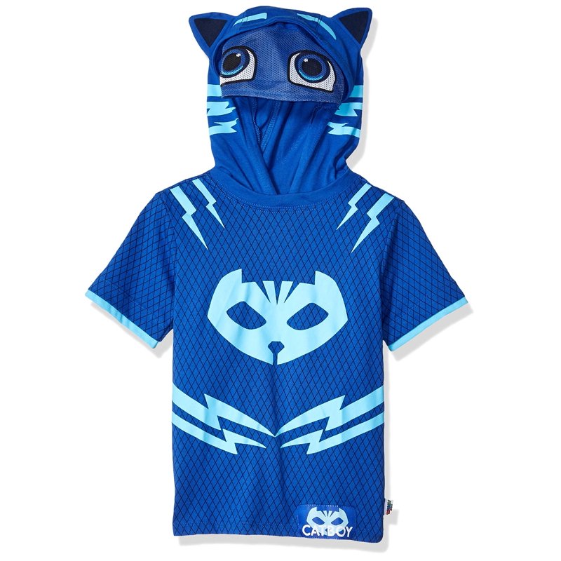 PJ Masks Boys Costume Hoodie with Mesh Mask - Blue Short Sleeve 5-6 Variation of THIS listing