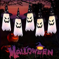 Lighted Halloween Hanging Witch Hats Ghost Set - Glowing Party Decorations, Outdoor & Indoor Yard Garden Tree Decor, 5PC
