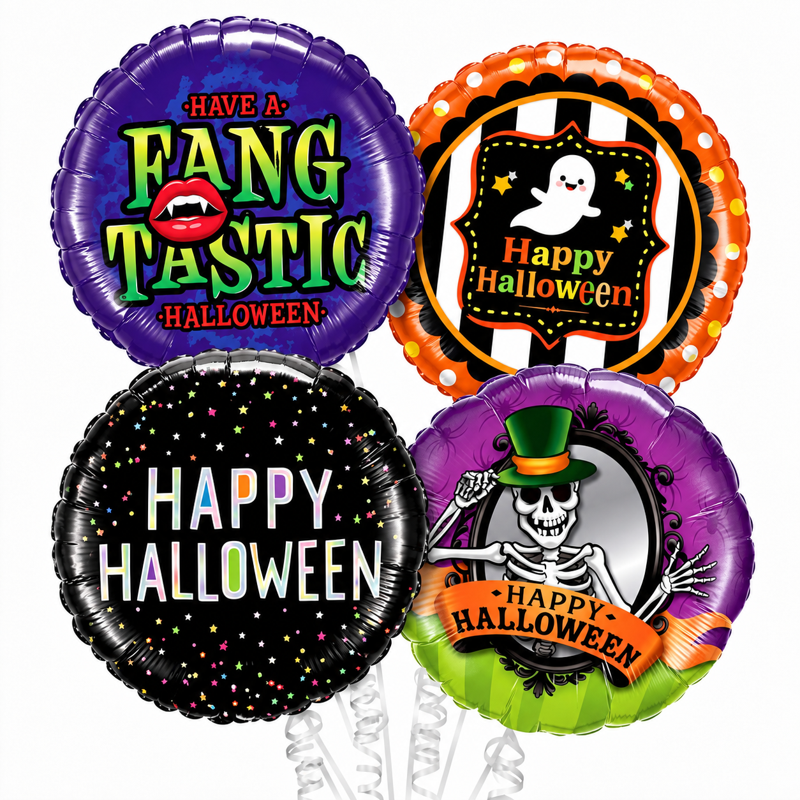 Halloween Mylar Balloon Bouquet Set - 100 Assorted 18 Inch Foil Balloons with Variation of Bouquet Balloon Assortment 4, 100