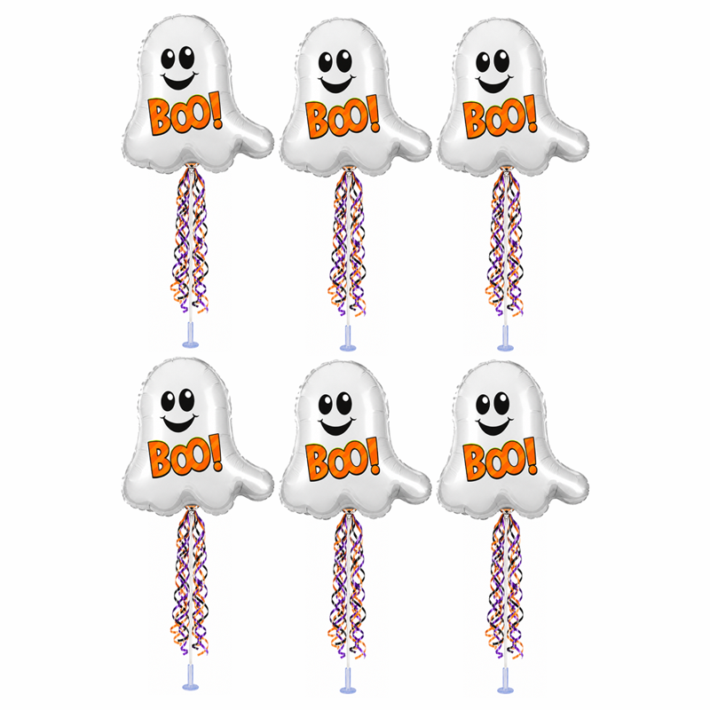Halloween Ghost Balloon Set - Pre-Inflated 11 Inch Spooky Decorations, 6 Pack - Boo Ghostie Variation