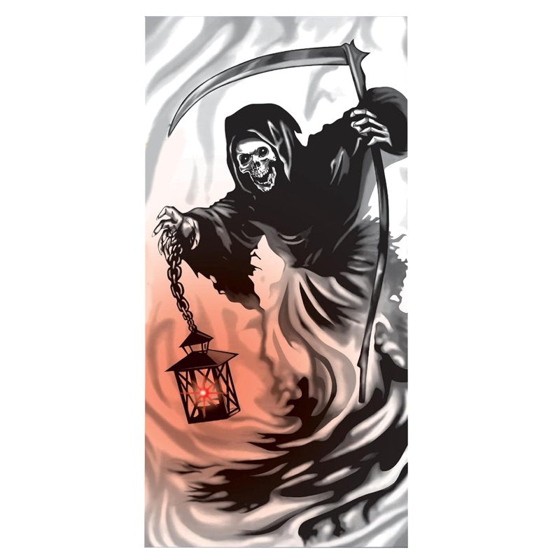 PMU Halloween Reaper Light Up Door Cover - 1 Piece, Spooky Door Decor