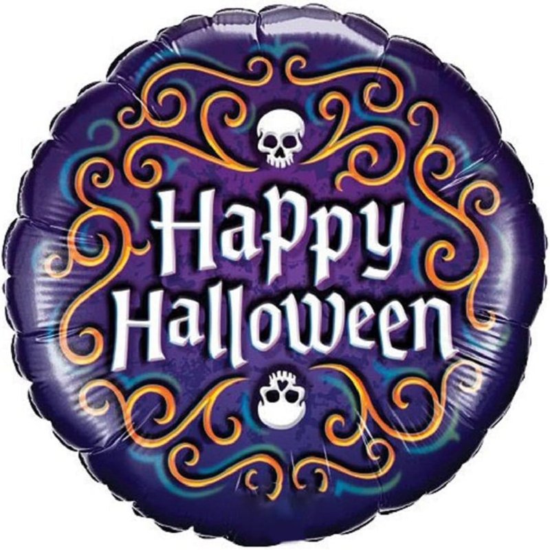 Halloween Skeleton Filigree Mylar Balloon Set - 18 Inch, 10 Pack - Variations of Skeleton Filigree