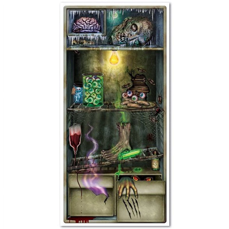 Halloween Refrigerator Door Cover - Spooky Witch Design, 30x60 Inches, Pkg of 1