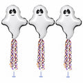 PMU Halloween Flying Ghost Balloons Set - 14 Inch Air-Filled Pre-Inflated (3 Pack) with Cup & Stick