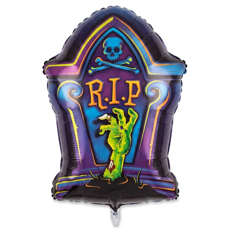 Halloween R.I.P. Tombstone 36 Inch Jumbo Mylar Balloon - Pack of 10 - Spooky Party Decor