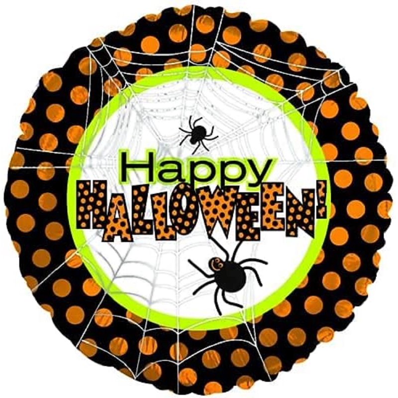 Halloween Spider Web Polka Dots Mylar Balloon Pack - 10 Count, 18 Inch