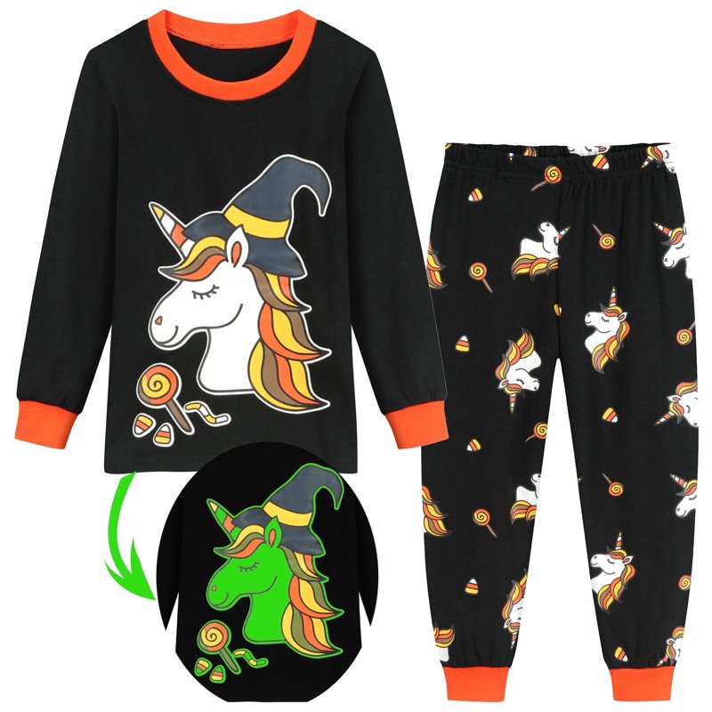 Glow in the Dark Toddler Halloween Pajamas 2-Piece Unicorn 2T - Sleepwear for Kids