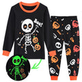 Toddler Skeleton Pajamas Set - Glow in the Dark Halloween Sleepwear 3T - Black Skeleton