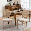 French Style Dining Chairs - Upholstered Set of 2, Beige A