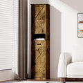 Floor Storage Cabinet - Vintage Wood Pantry with Adjustable Shelves