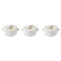 .5 Quart Pumpkin Stoneware Mini Cocottes with Lids - Linen, Set of 3 - White