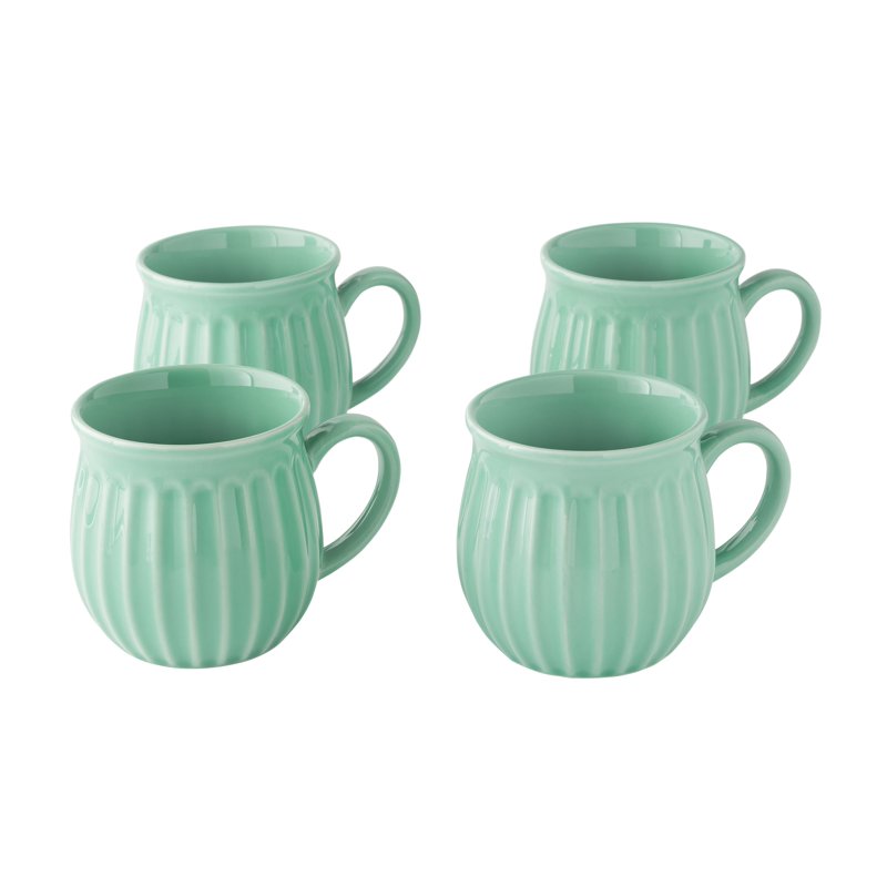 12-Ounce Stoneware Mugs Set of 4 - Green