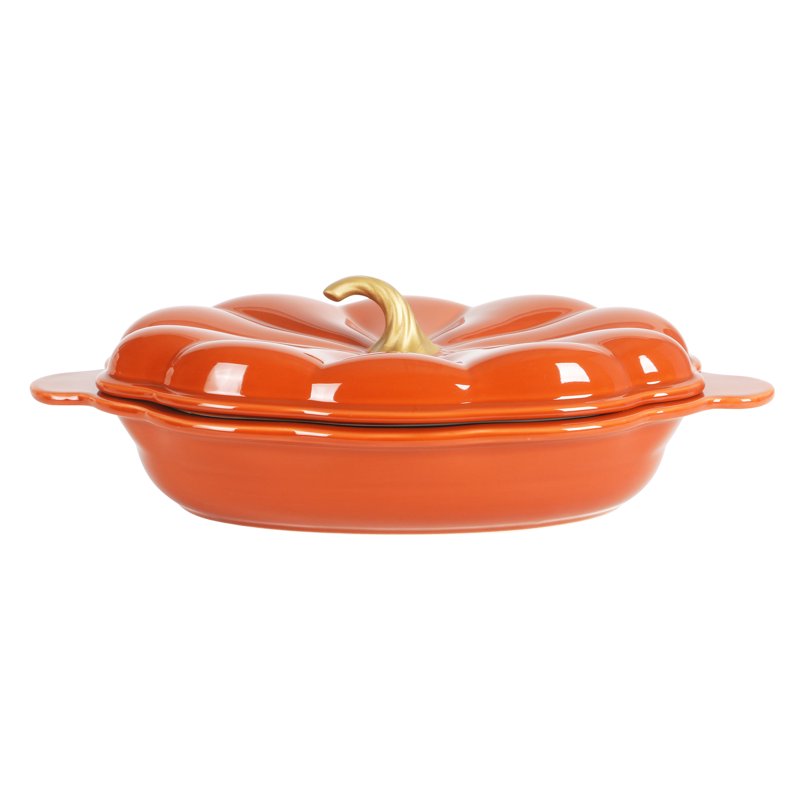 3-Quart Pumpkin Stoneware Baker with Lid - Orange