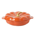 10-Inch Orange Pumpkin Pie Dish with Lid - Ceramic Bakeware