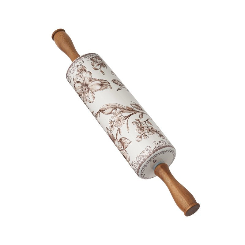 Ceramic Rolling Pin with Wood Handles - Agatha Brown
