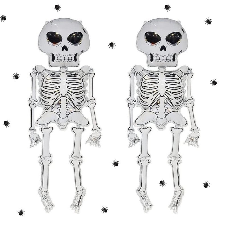 Skeleton-Themed Halloween Balloons 2 Pack - Jumbo Foil Skull Decorations