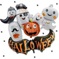 Halloween Ghost and Pumpkin Foil Balloons Set - 4 Pack - Ghost Themed Party Decorations