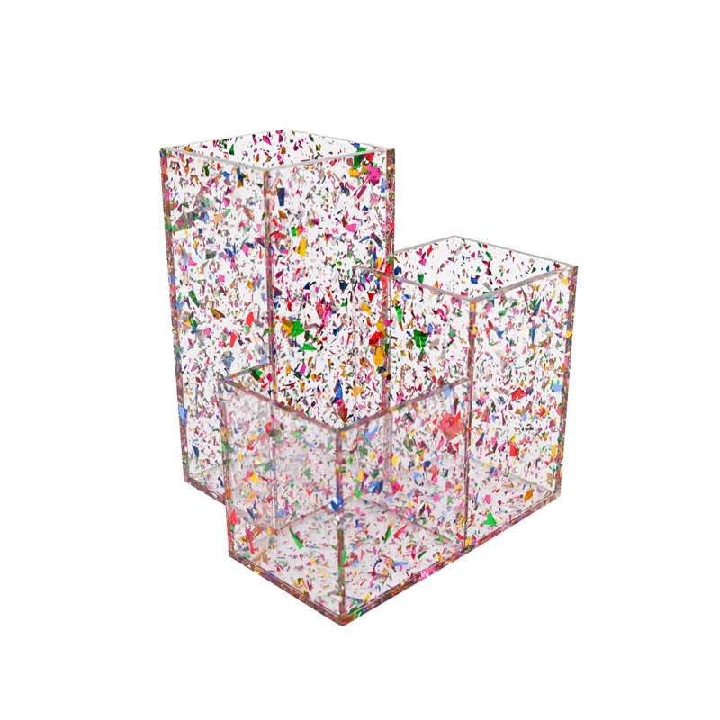 Packed Party On Display Pink Confetti Acrylic Makeup Brush Organizer - Single
