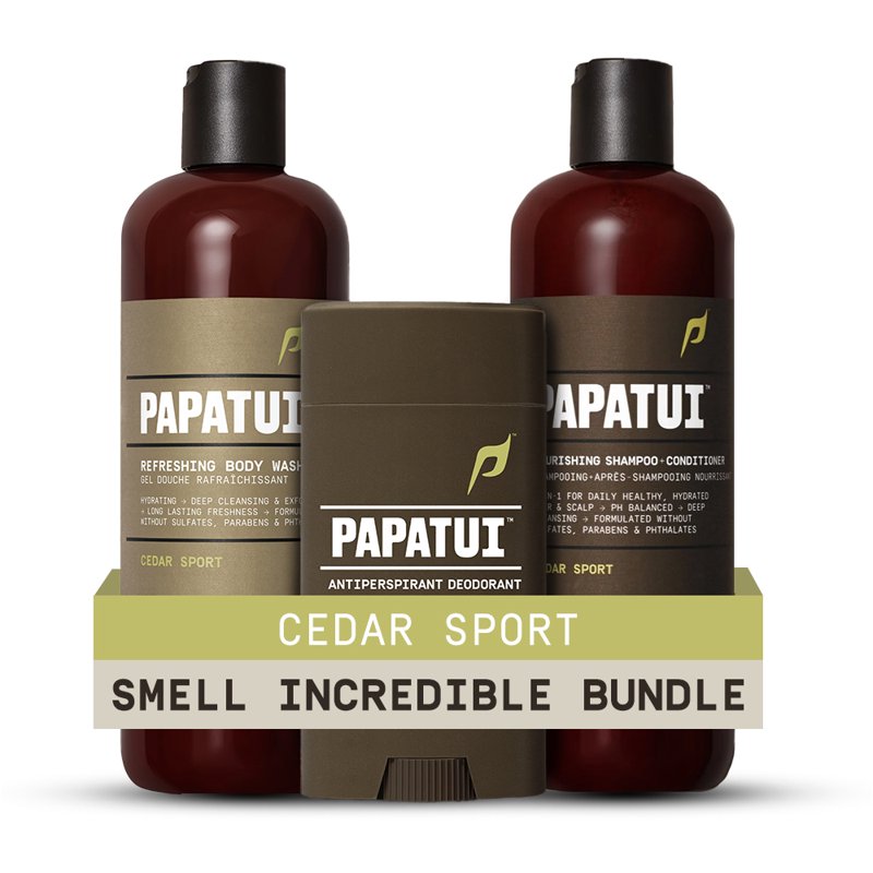 Cedar Sport Men's Grooming Bundle: Body Wash, 2-in-1 Shampoo & Deodorant