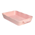 Ceramic Stoneware Lasagna Baker - 13 x 9 Inch, Pink with Bow Handles